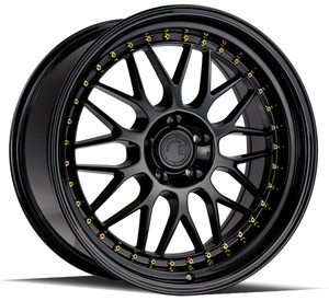 Aodhan Ah02 Wheels Rims 19x9.5 5x114.3 Gloss Black W/ Gold Rivets 30mm | AH021995511430GB