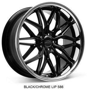 Xxr 586 20x8.5 5x114.3 Black W/ Stainless Lip 35mm Wheels