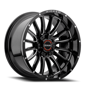 Wicked Offroad W908 Wheels Rims 20x10 8x170 Gloss Black Milled -18mm | W908B200867-18GBMW