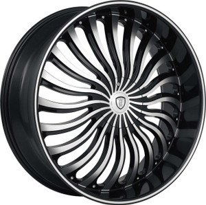 Borghini B24 Wheels Rims 22x8 5x108 5x114.3 Black Machined W/ Milled Lip 38mm | WBWW024S36O23P041F036C13