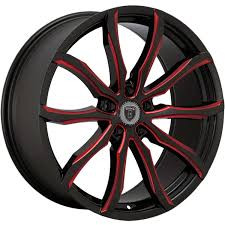 Borghini Bw32 Wheels Rims 20x8.5 5x114.3 Black W/ Red Milling 35mm | WBWW032S29O21P010F454C13