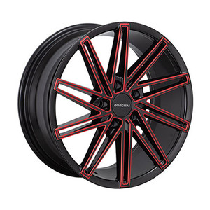 Borghini B65 Wheels Rims 18x8 5x114.3 Black W/ Red Milling 38mm | WBWW065S17O23P010F454C13
