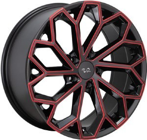 U2 65 Wheels Rims 18x8 5x114.3 Black W/ Red Milling 38mm | WU2W065S17O23P010F531C13