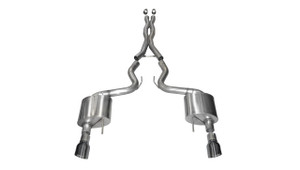 Corsa Performance Exhaust 3.0" Cat-Back Dual Rear Exit with Single 4.5" Gunmetal PVD Pro-Series Tips | COR 14328GNM