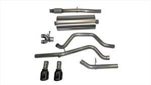 Corsa Performance Exhaust 3.0" Cat-Back Dual Rear Exit with Single 4.0" Black PVD Pro-Series Tips | COR 14869BLK
