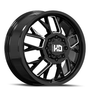 Luxxx Hd Dually Lhd39 Wheels Rims 17x6.5 8x165.1 Gloss Black Milled 115mm