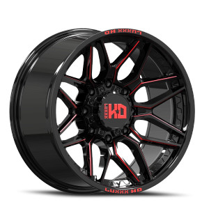 Luxxx Hd Lhd36 Wheels Rims 20x10 8x180 Gloss Black Red Milled -19mm | LHD3620108180-19K-A3