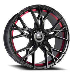 Venom 51 Wheels Rims 17x8 5x108 5x114.3 Satin Black W/ Red Line 35mm | VEN5117851081143+35B-B17