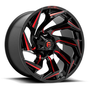 Fuel D755 Reaction Gloss Black Red Milled Wheels Rims 22x10 5x114.3 5x127 Red -18mm | EC D75522002647