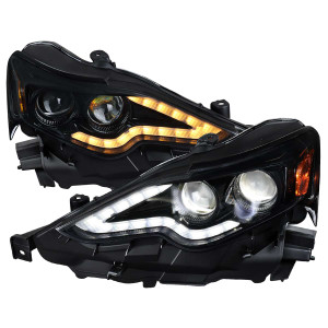 Spec-D Gloss Black LED Projector Headlight with Smoked Lens | SPE 2LHE-IS25014G-TM