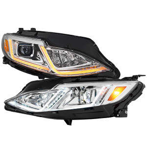 Spec-D Chrome LED Projector Headlight with Clear Lens | SPE 2LHE-MBU19-SQ-RS