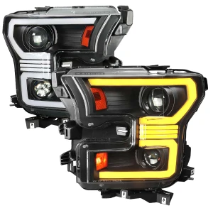 Spec-D Matte Black Projector Headlight with Clear Lens | SPE 4LHP-F15015JM-SQ-RS