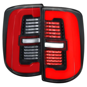Spec-D LED Tail Light with Black Housing, Clear Lens, and Red Light Bar | SPE LT-RAM1925JRLD-SQ-RS