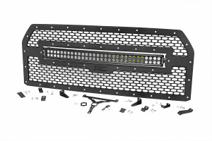 Rough Country Mesh Grille - 30 Inch Dual Row LED - Black - Ford F-150 2WD/4WD (15-17) | DHTP 70193
