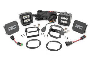 Rough Country LED Light - Fog Mount - 2 Inch Black Pair - Jeep Wrangler JK (10-18) | DHTP 70630