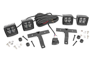 Rough Country Jeep Quad LED Light Pod Kit - Black Series w/ Amber DRL (18-22 JL / 20-22 Gladiator) | DHTP 70823