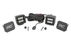 Rough Country LED Light - Cowl Mnt - 2 Inch Black Pair - Jeep Gladiator JT/Wrangler 4xe/Wrangler JL (18-23) | DHTP 70062