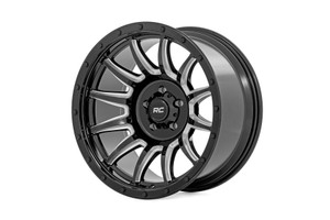 Rough Country 90 Series Wheels Rims 20x9 6x139.7 Gloss Black W/ Machined Spokes -12mm | 90201212M