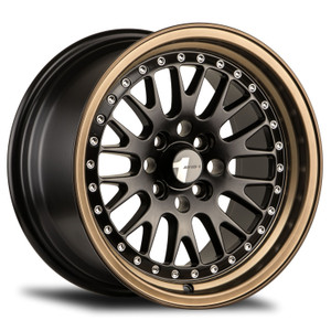Avid.1 Av-12 Wheels Rims 15x8 4x100 Matte Black W/ Bronze Lip 25mm | AV1215804C25BZ