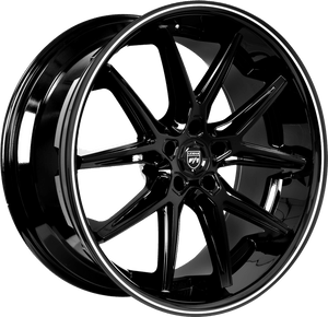Lexani Circuit Wheels Rims 22x9 Blank Custom Drilled Black W/ Milled Lip 15mm | 710-2290-00-15BG