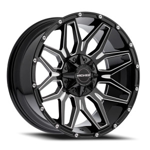 Wicked Offroad W825 Wheels Rims 20x10 5x127 5x139.7 Gloss Black Milled -18mm | W825200050-18GBMW