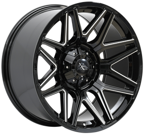 X-Drive Crank Wheels Rims 22x10 6x135 Gloss Black Milled -25mm | X002GBM-221066-25