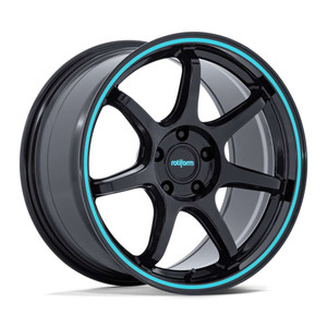 Rotiform Rc208 Bpu Wheels Rims 18x9.5 5x100 Gloss Black W/ Teal Stripe 38mm | RC208BL18955M38