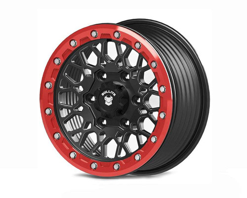 Bullite PRO-07 Atv Wheels Rims 15x7 6x139.7 Satin Black W/ Bullite Red Beadlock 38mm | BS071507061392223