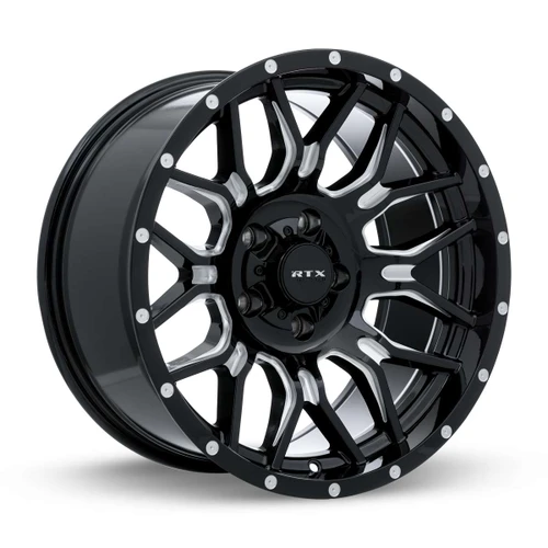RTX Claw Wheels Rims 20x9 6x135 6x139.7 Gloss Black Milled With Rivets 18mm | 083456