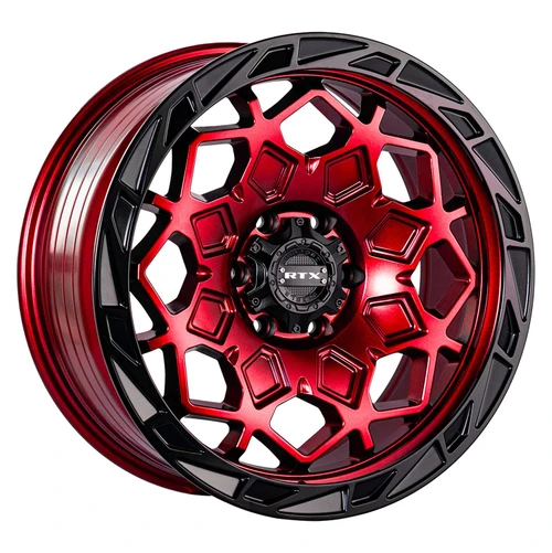 RTX Spade Wheels Rims 17x9 5x127 Candy Red Black Lip -15mm | 083559