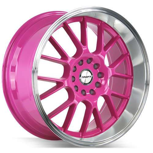 Shift H28 Crank 17x7.5 5x100 5x114.3 Hot Pink Polished 30 Wheels