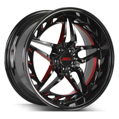 Shift Hf37 Injector Wheels Rims 18x8.5 5x114.3 Gloss Black W/ Candy Red Milling 30mm | HF3788551430GBMLR