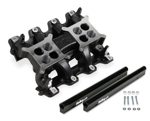 Holley EFI Holley LS EFI Manifold - 2x4 Dual Plane - Black GM LS1/LS2/LS6 | GVMR 300-121BK