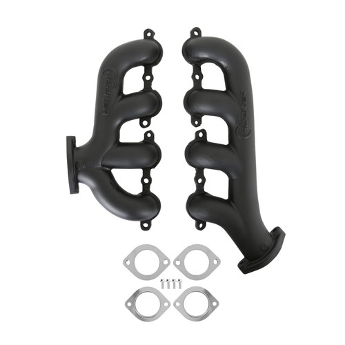 Hooker BlackHeart LS Swap Exhaust Manifolds - Rear Dump SBC Exit - Black | JVRB 8506-3HKR