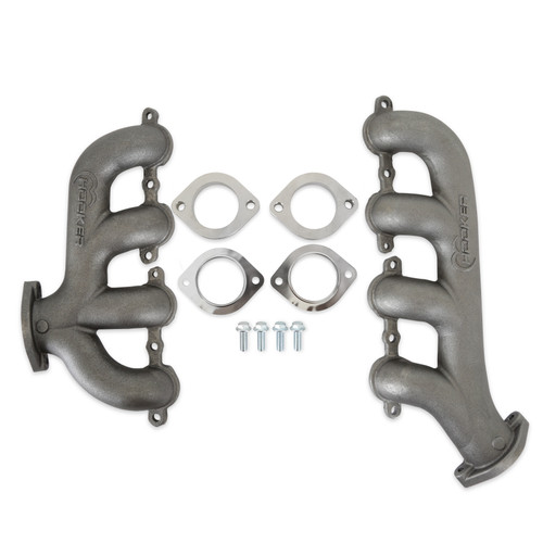 Hooker BlackHeart LS Swap Exhaust Manifolds - Rear Dump SBC Exit - Natural Cast | JVRB 8506HKR