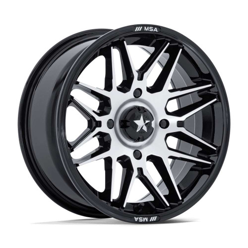 Msa Offroad M52 Radar  Atv Wheels Rims 15x7 5x114.3 Gloss Black W/ Machined Face 10mm | MA052BD15701210