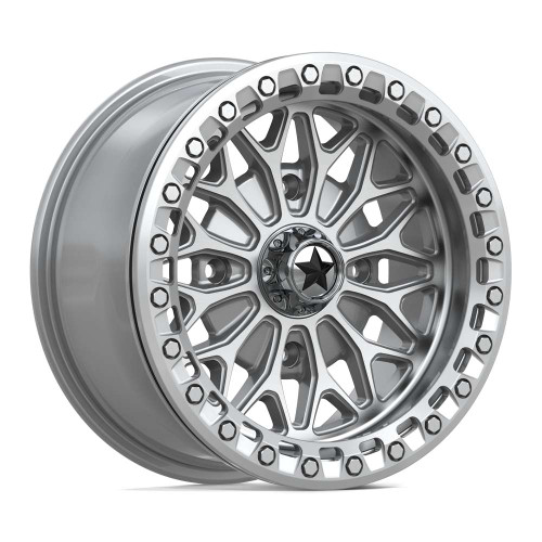 Msa Offroad Ma53 Bolo  Beadlock Atv Wheels Rims 18x7 4x156 Gloss Silver W/ Machined Face 10mm | MA053SD18704410