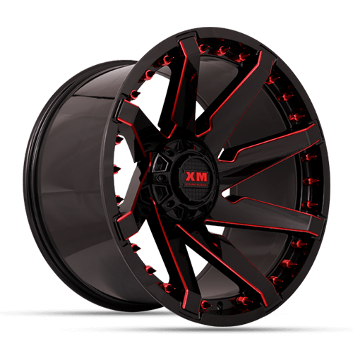 Xm Offroad Xm-301 Wheels Rims 24x12 5x115 5x127 Gloss Black W/ Red Milling -44mm | XM301241251155127-4478GBRM
