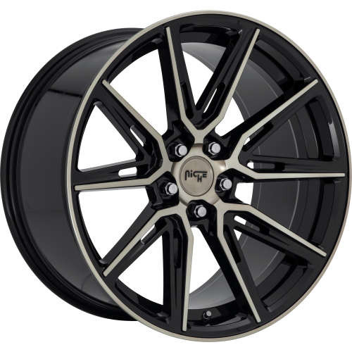 Niche Gemello Wheels Rims 20x10.5 5x114.3 Gloss Black Machined W/ Double Dark Tint 40mm | EC M219200565+40
