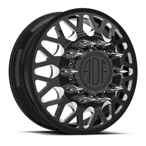 Adf Dually Hot Shot Wheels Rims 24x8.25 8x165.1 Gloss Black/Machined 144mm