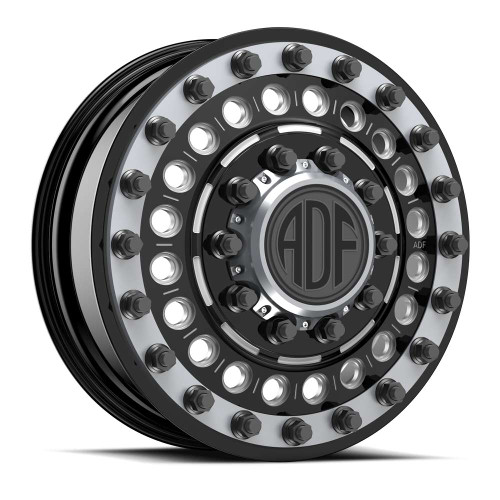 Adf Dually Mag Nuts Wheels Rims 22x8.25 8x165.1 Gloss Black/Machined W/ Gunmetal Accents 145mm