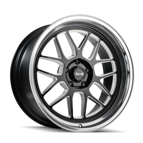 Ridler 611 Wheels Rims 17x7 5x120.65 Gloss Black Milled W/ Diamond Cut Lip 0mm | 611-7761GBMD