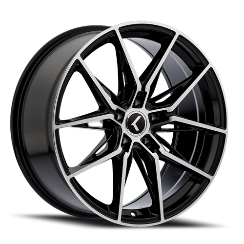 Kraze Kr196 Evolve Wheels Rims 22x9 5x114.3 Gloss Black Machined 35mm | KR196-22965BM35