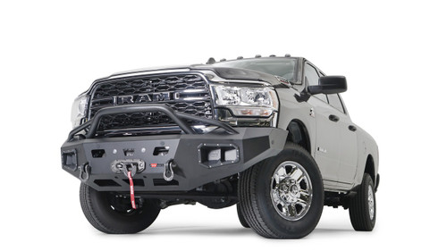 Warn WARN Ascent HD front bumper for RAM 2500/3500 featuring a pre-runner style grille guard and integrated winch mount that will accept large or mid-frame winches up to 18,000 lbs in capacity | BCSQ 107003