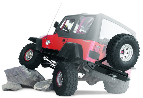 Warn Mounts to 62947 Rear Bumper; Up to 37 Inch Tire; Black; Steel; Direct-Fit | BCSQ 63253