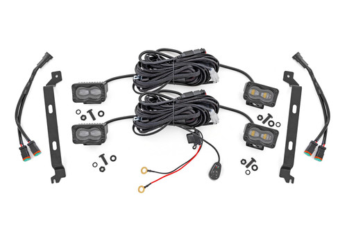 Rough Country LED Fog Light Kit - 3x175 Inch Black Series Slim Aux - Yellow - Toyota Tacoma (2024-2026) | DHTP 72120