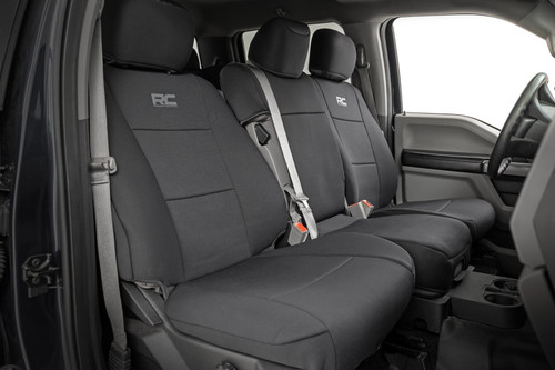 Rough Country Seat Covers - FR Bench - Ford F-150 (15-25)/F-250 Super Duty (17-25)/F-350 Super Duty (17-25) | DHTP 91063