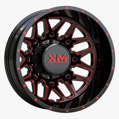 Xm Offroad Dually Xm-900 Wheels Rims 20x8.25 8x165.1 Black W/ Red Milling -221mm