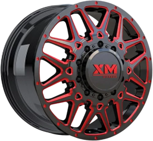Xm Offroad Dually Xm-900 Wheels Rims 20x8.25 8x165.1 Black W/ Red Milling 105mm