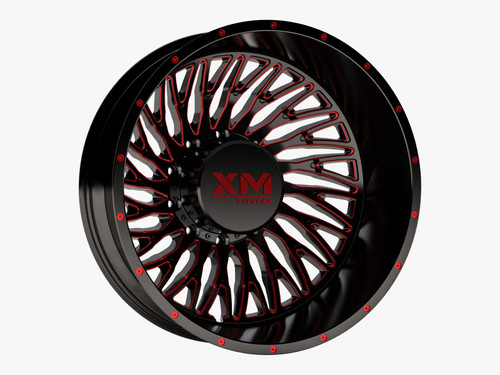 Xm Offroad Dually Xm-901 Wheels Rims 20x8.25 8x200 Black W/ Red Milling -201mm